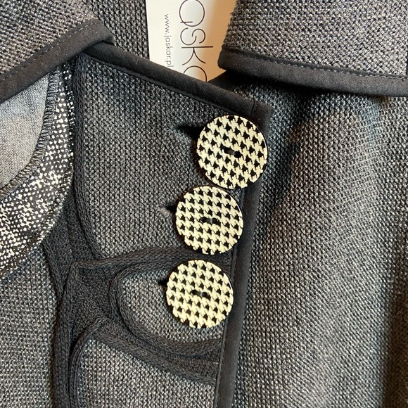 NWT Jaskar Boutique Waffle Knit Grey Jacket with Unique Details, Size L - Picture 4 of 9